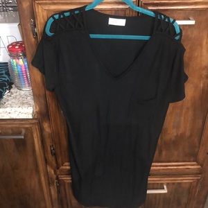 Super fun black dress with cut outs on shoulders